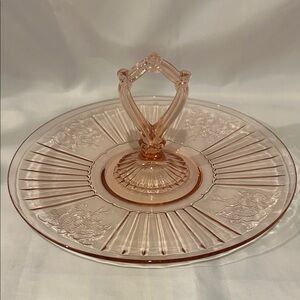 Vintage Anchor Hocking Mayfair Open Rose Pattern Pink Tray